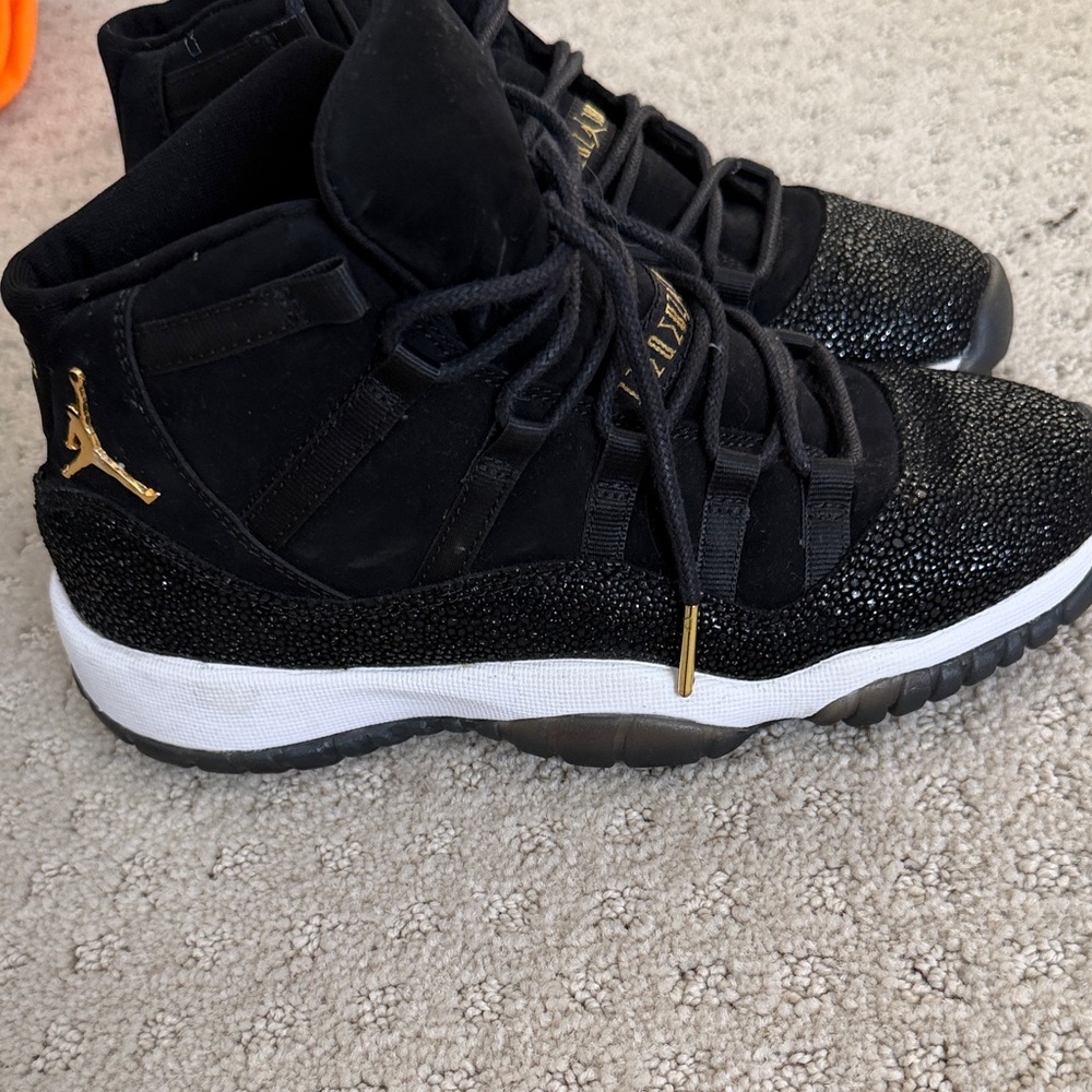 Jordan Black and Gold Women's Sneakers